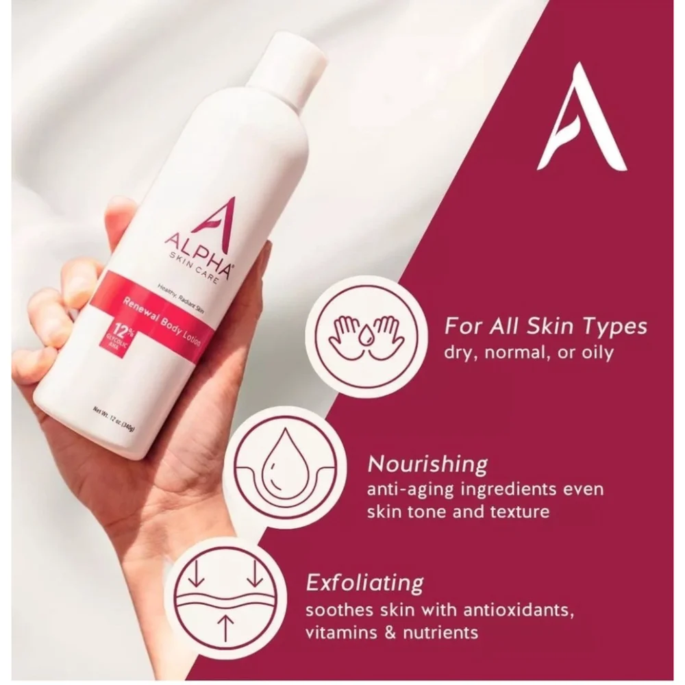 Alpha Skin Care Renewal Body Lotion with 12% Glycolic AHA 12oz